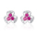 Women′s Fashion 925 Sterling Silver Three Petal Flower Inlay Crystal Earrings